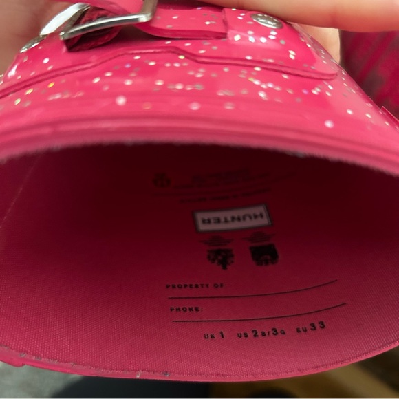 Hunter Pink Glitter Rain Boots Girls Size 3 - Picture 6 of 6